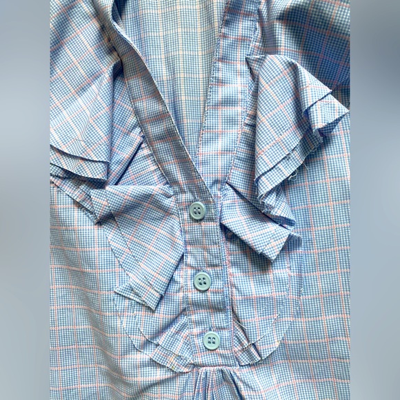 Olian Maternity from Miami ruffle button short sleeved blouse - Picture 3 of 11